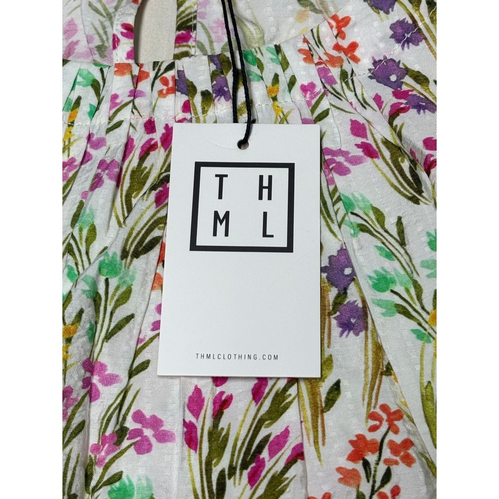 NWT THML Flutter Floral Top Wildflower Print Flutter Sleeve Blouse Large - Picture 2 of 8